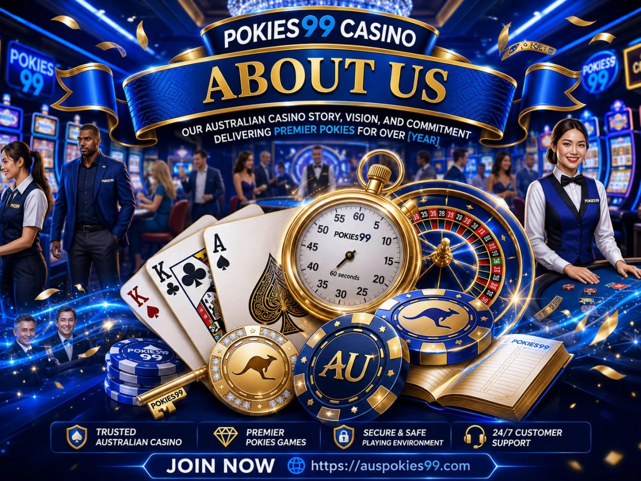 P99 Pokies99 Casino About Us Australian casino identity visual